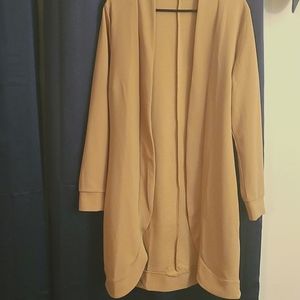 Women's Long sleeve long open Tan Blazer Size XL very stretchy